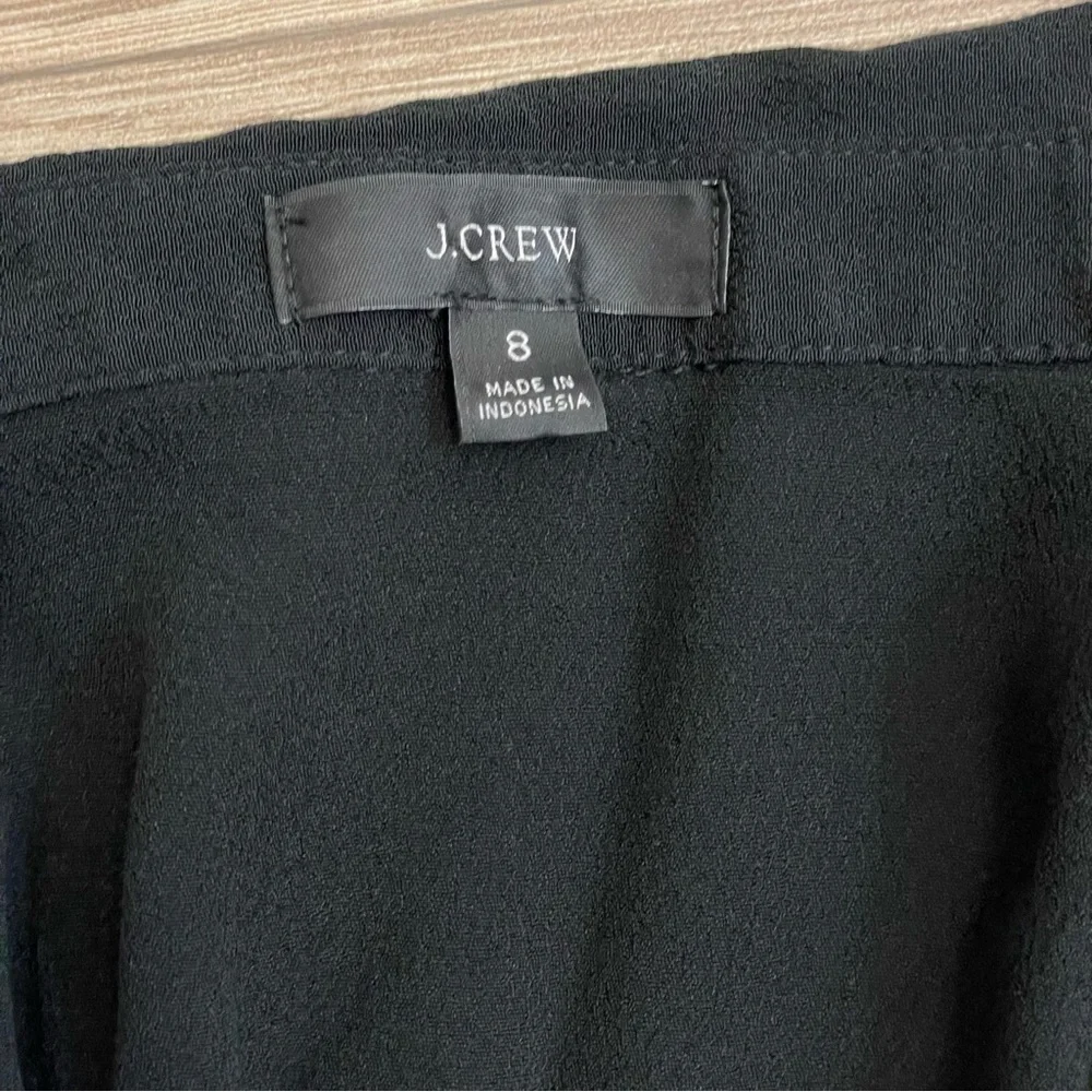 J Crew Black Long Sleeve Wrap Front Crepe Blouse